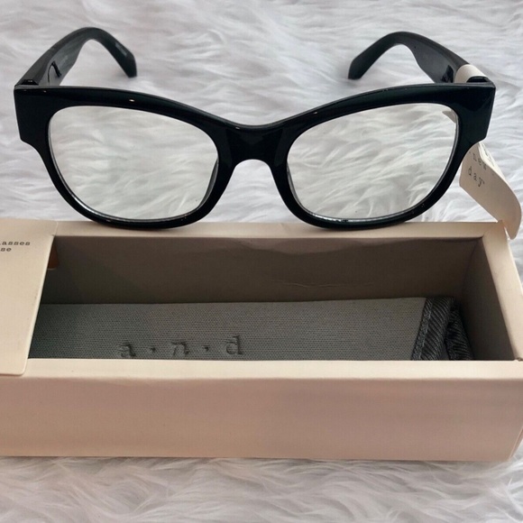 A New Day Women's Angular Square Blue Light Filtering Glasses W/Soft Case - Blk - Picture 3 of 8